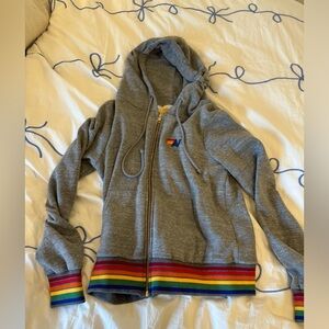 Aviation sweatshirt zip up with rainbow stripes